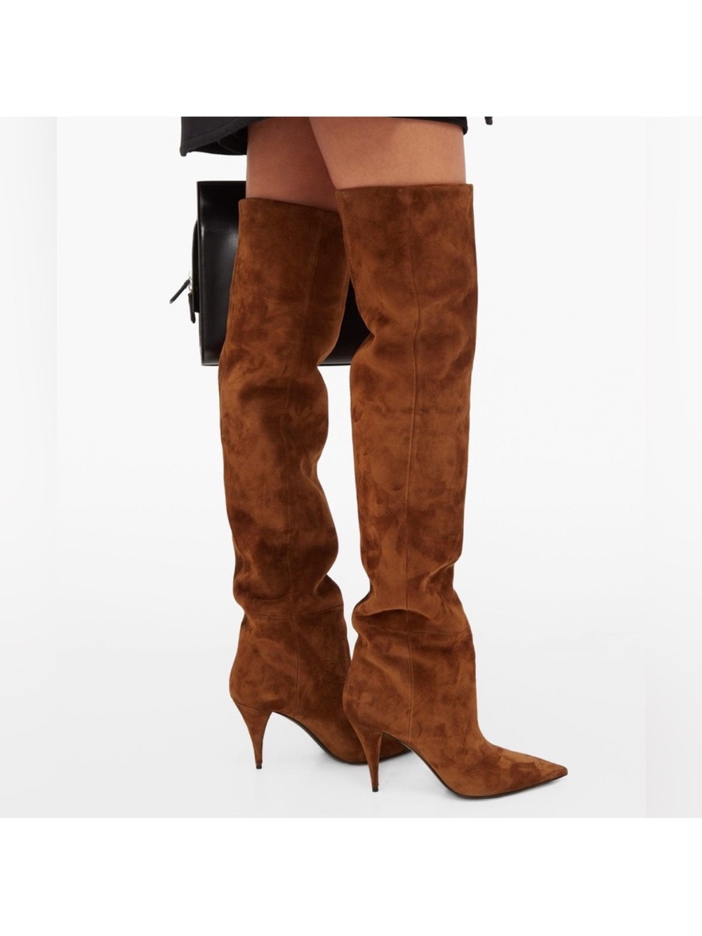 SAINT LAURENT Suede Kiki Over The Knee Boots